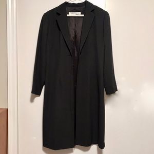 Tahari Black Long Blazer with Single Metal Button